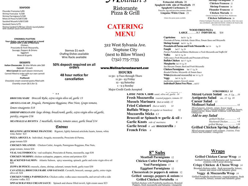 Molinari's Menu