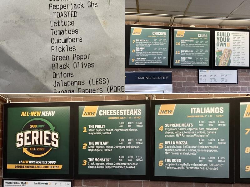 Subway Menu