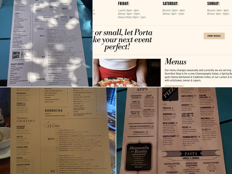 Porta Asbury Park Menu
