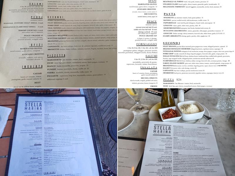 Stella Marina Restaurant & Bar Menu