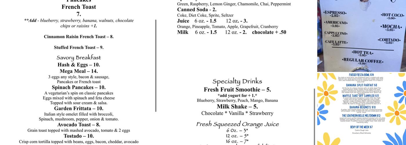 The Cookie Lady's Cafe Menu