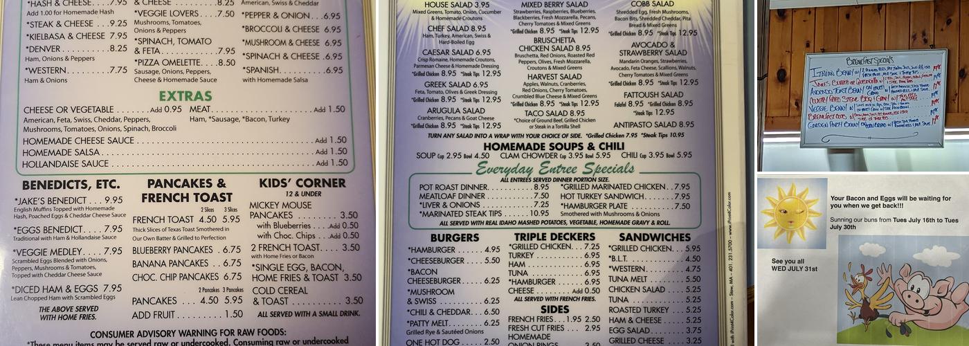 Jake's Restaurant & Coffee Shop Menu