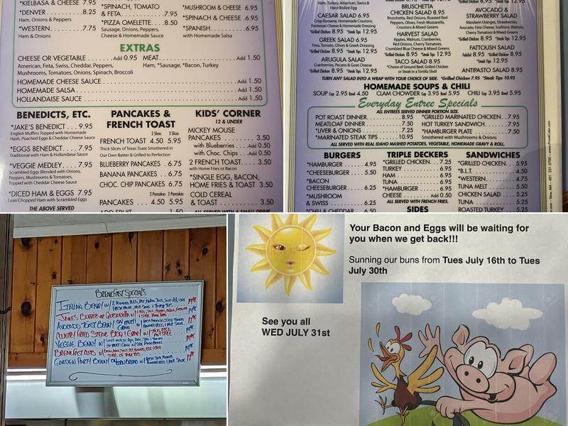 Jake's Restaurant & Coffee Shop Menu