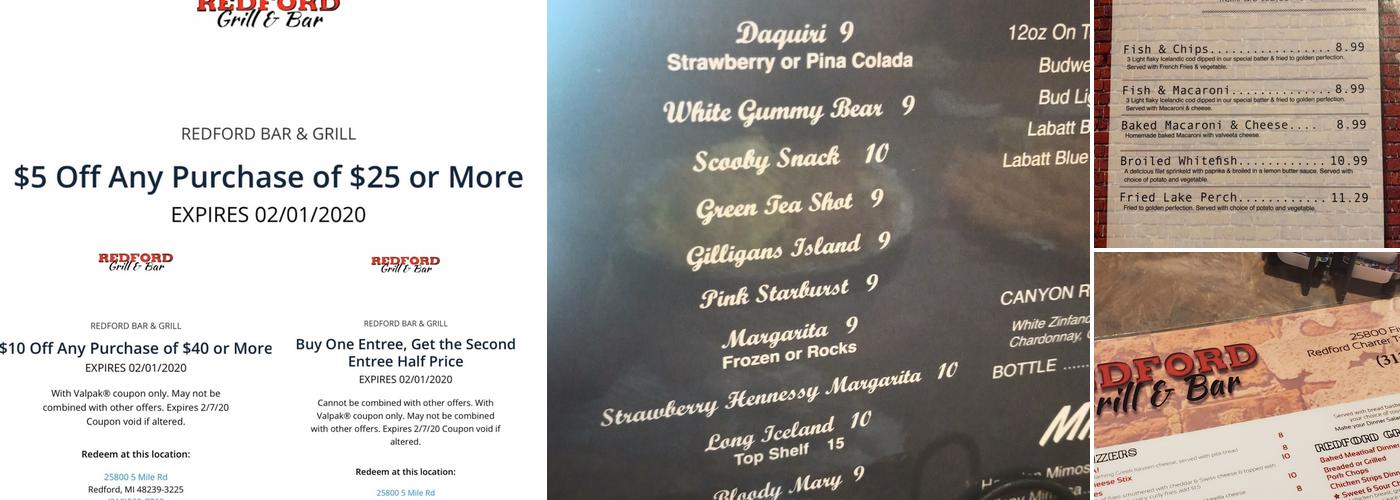 Redford Grill & Bar Menu