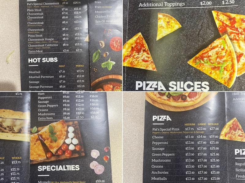 Pat's Pizza Menu