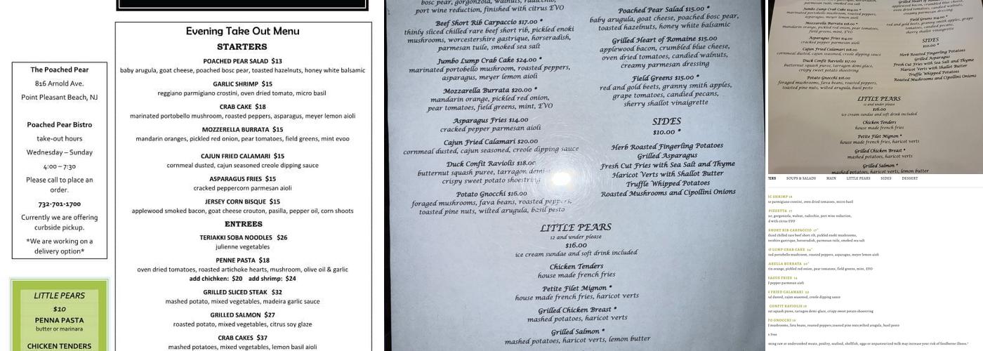 The Poached Pear Menu