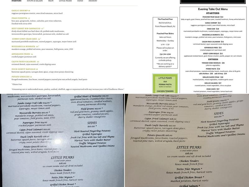 The Poached Pear Menu