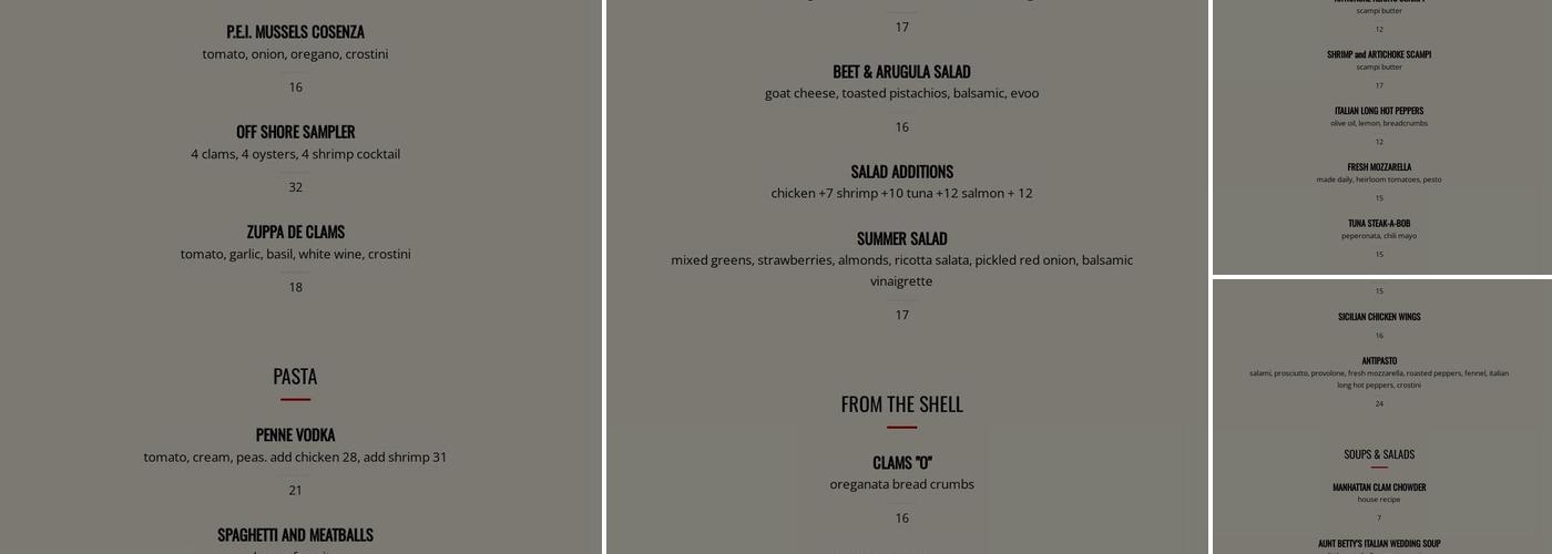 Off Shore Restaurant & Pub Bar Menu