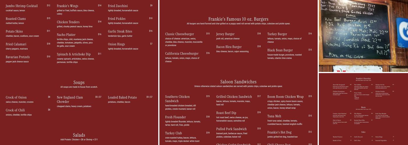 Frankie's Bar & Grill Menu