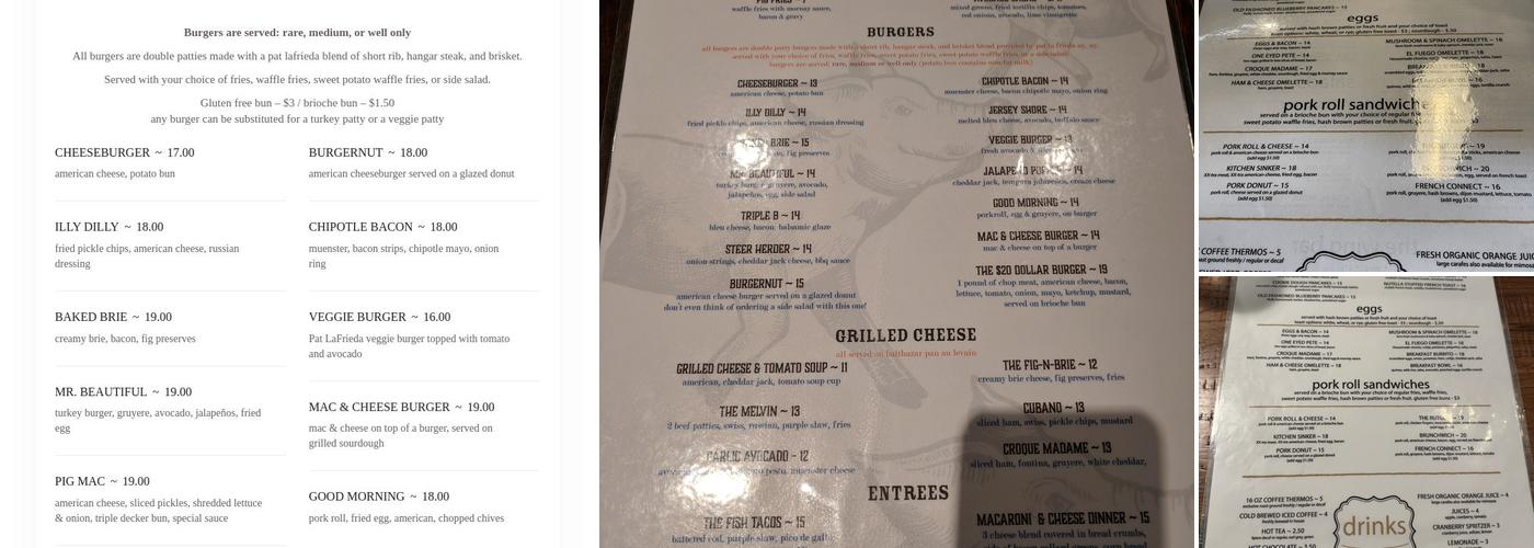 The Committed Pig Menu