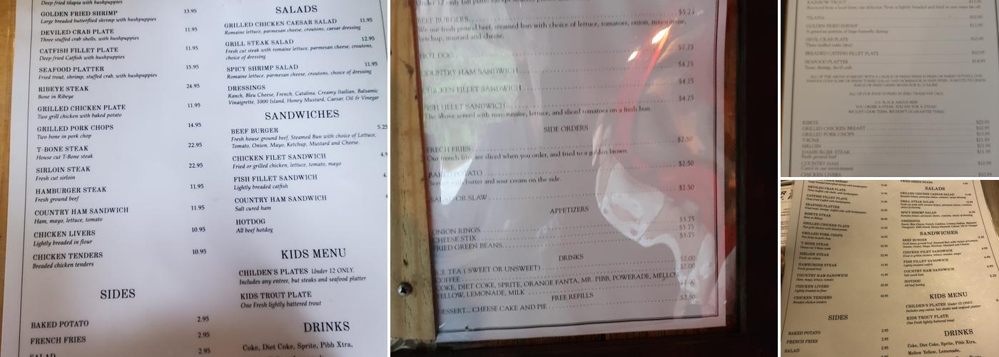 Deer Lodge Dining Room Menu