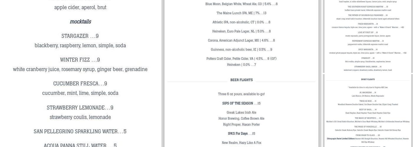 Virtue Feed & Grain Menu