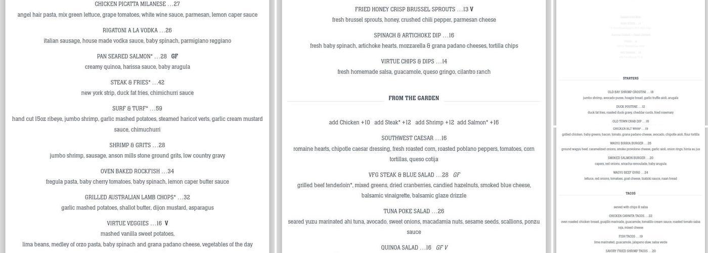 Virtue Feed & Grain Menu