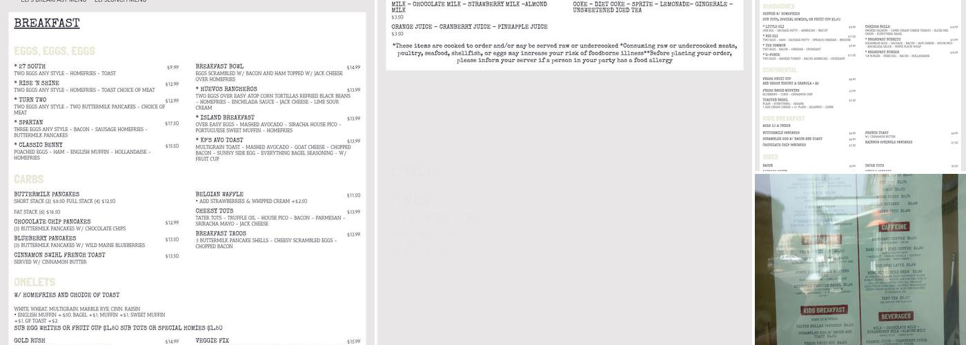 Eli's Breakfast, Burgers, & Brews Menu