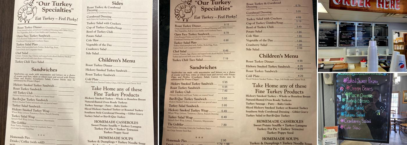 Bates House of Turkey Menu