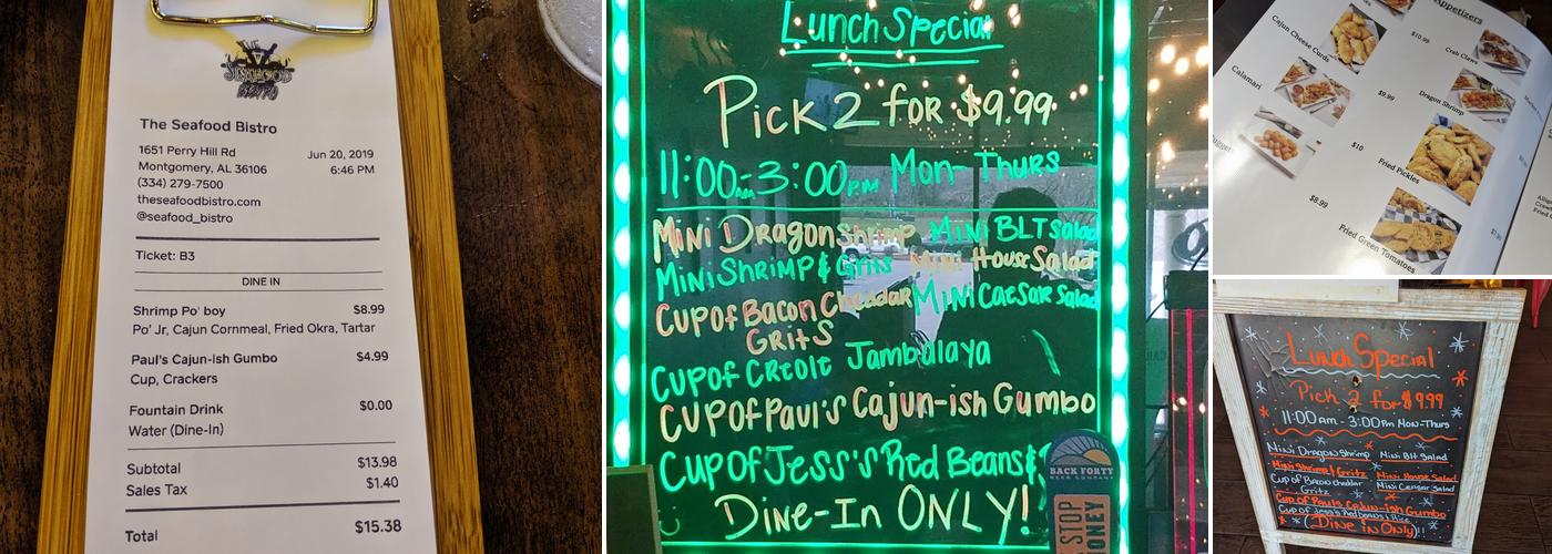 The Seafood Bistro Menu