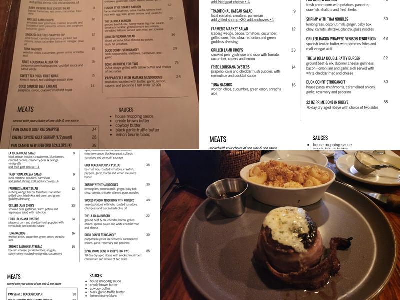 La Jolla Menu