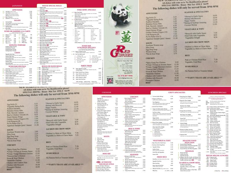 Red Ginger Menu