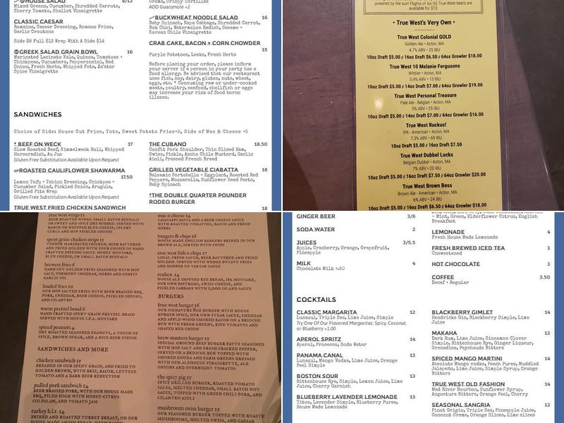 True West Brewing Co. Menu