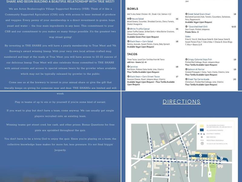 True West Brewing Co. Menu