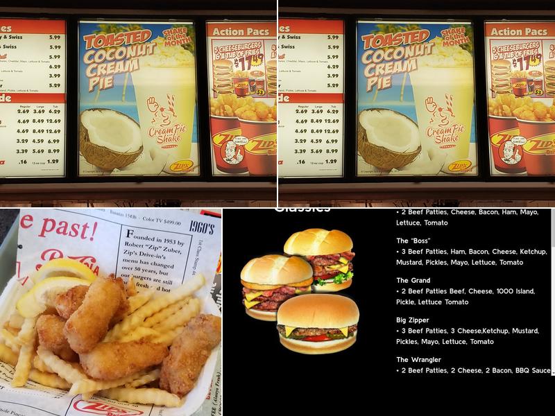 Zip's Drive In Menu