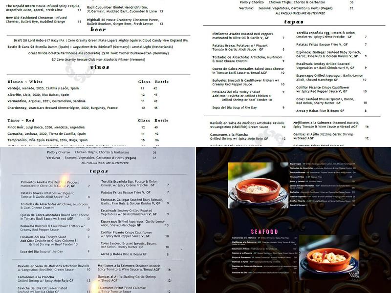Solea Restaurant and Tapas Bar Menu