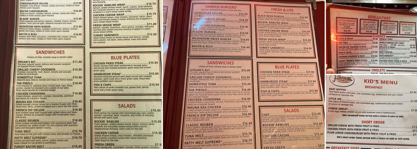 Hogan's Cafe Deluxe Menu
