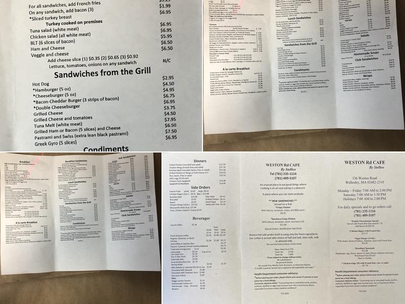 Weston Road Cafe Menu