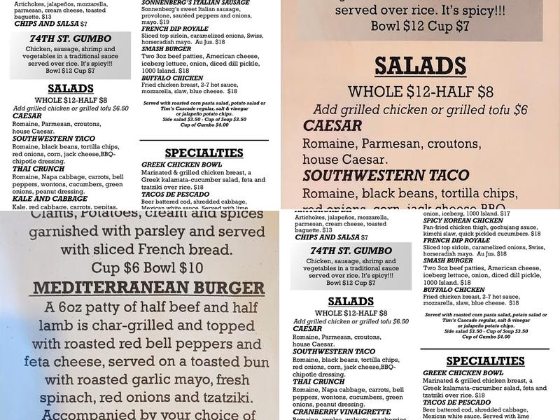 Two Seven Public House Menu