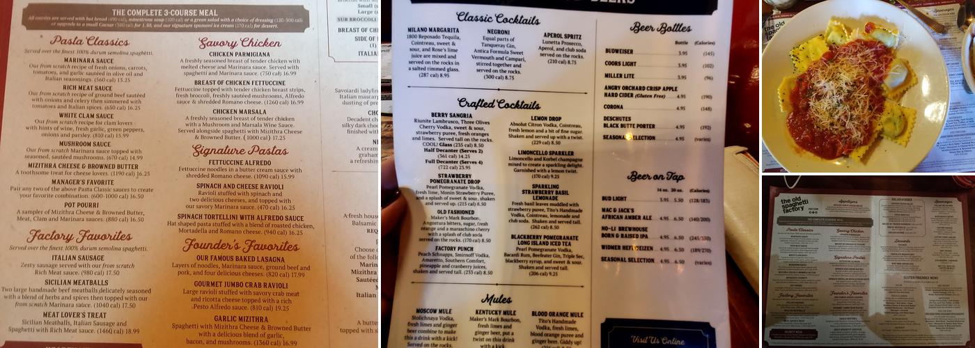 The Old Spaghetti Factory Menu