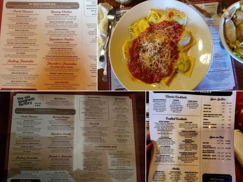 The Old Spaghetti Factory Menu