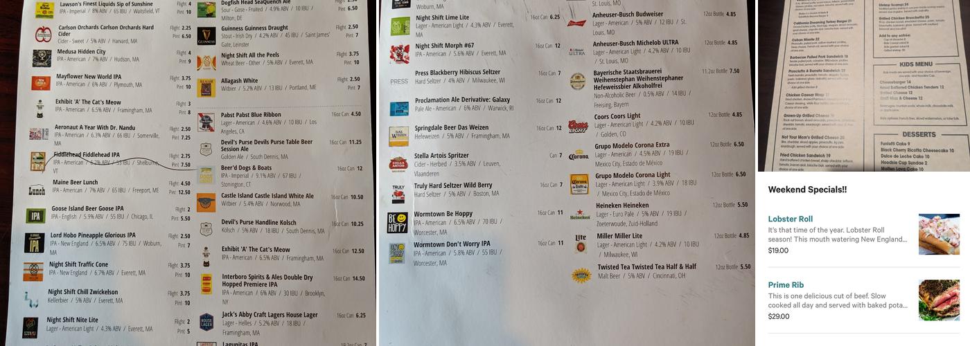 The Pleasant Cafe Menu