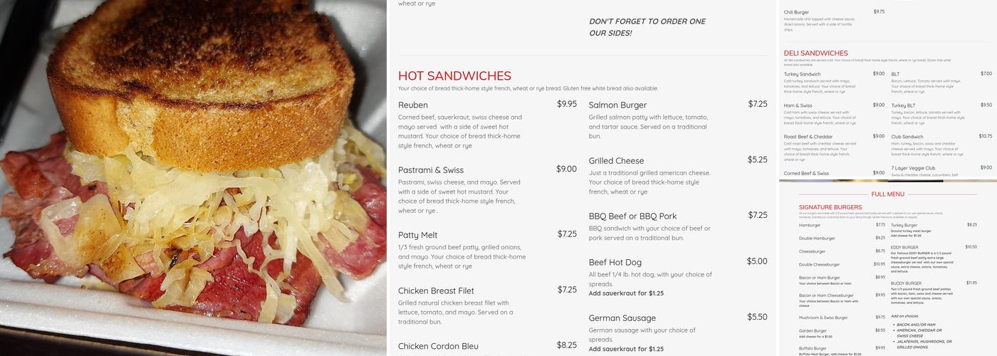 Fast Eddy's Menu