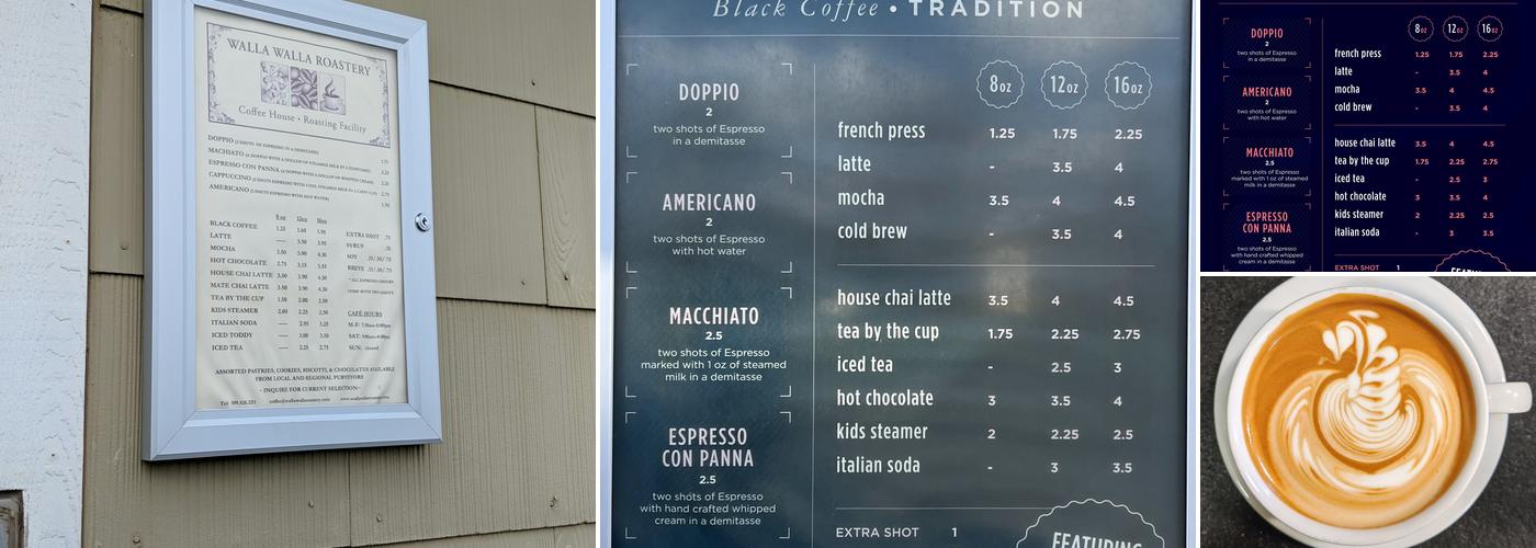 Walla Walla Roastery Menu