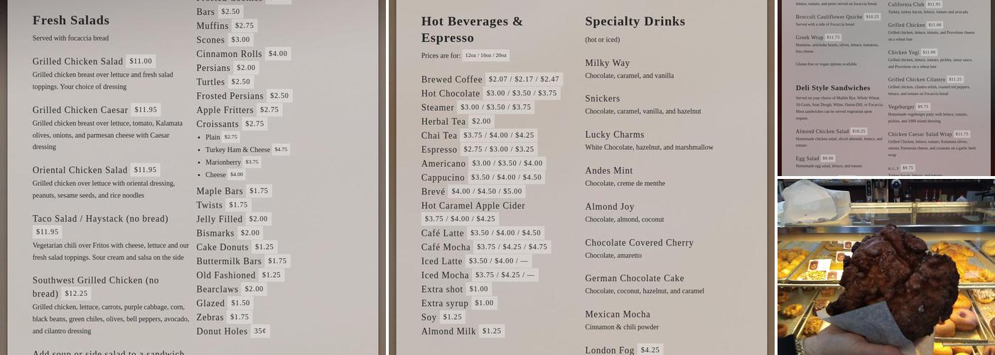 Rogers' Bakery & Cafe Menu