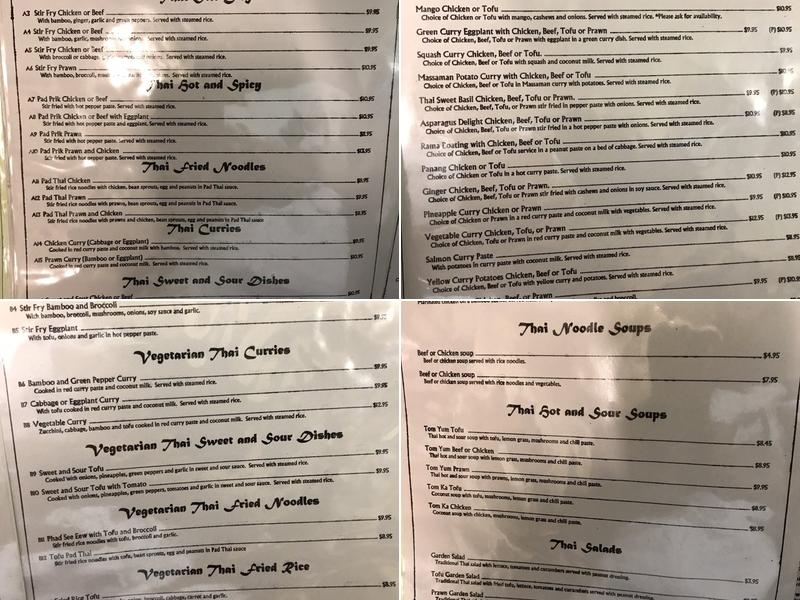 Bangkok 103 Cafe Menu