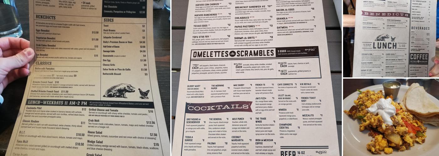 Bacon & Eggs Menu