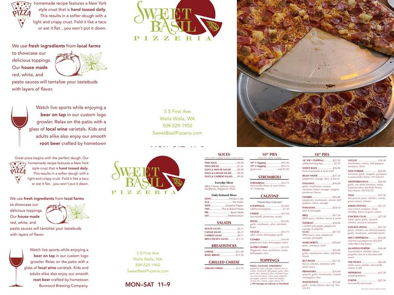 Sweet Basil Pizzeria Menu