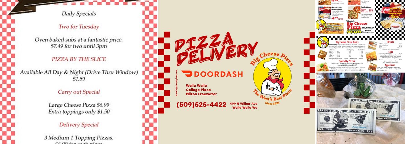 Big Cheese Pizza Menu