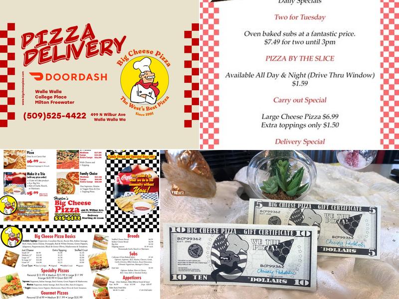 Big Cheese Pizza Menu