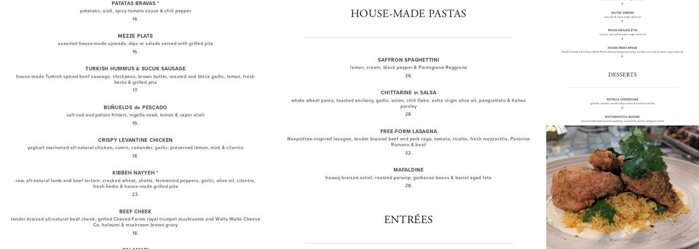 Saffron Mediterranean Kitchen Menu