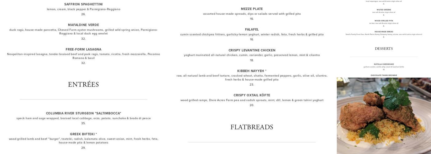 Saffron Mediterranean Kitchen Menu