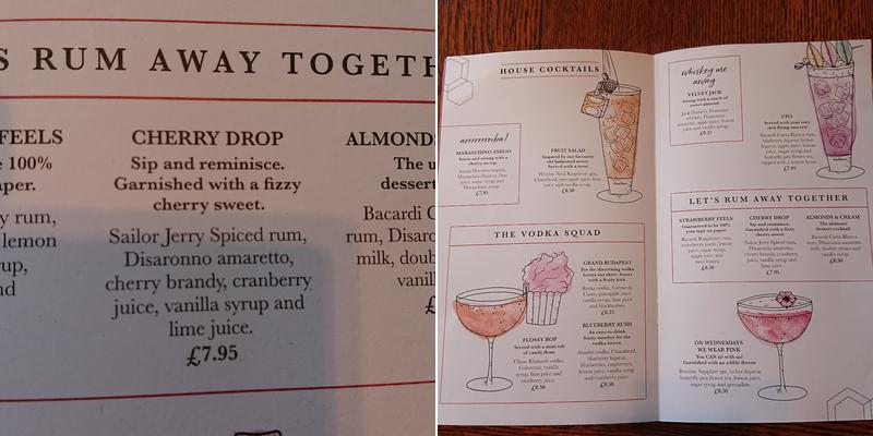 Pitcher & Piano Southampton Menu