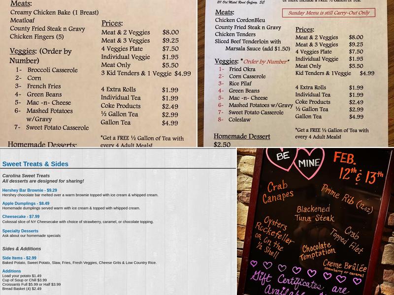 Carolina Cafe Menu