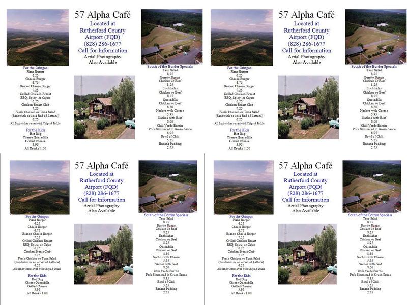 57 Alpha Airport Cafe Menu