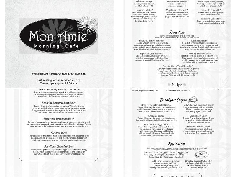 Mon Amie Morning Cafe Menu