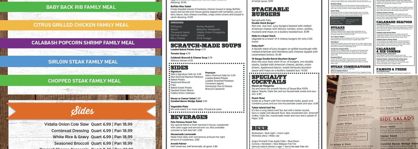 Fatz Cafe Menu