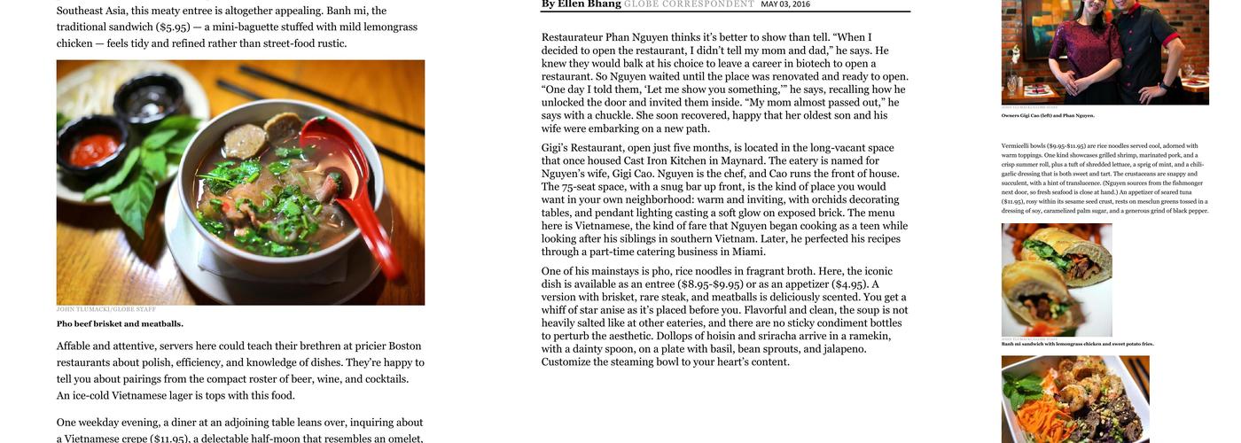 Gigi's Restaurant Menu