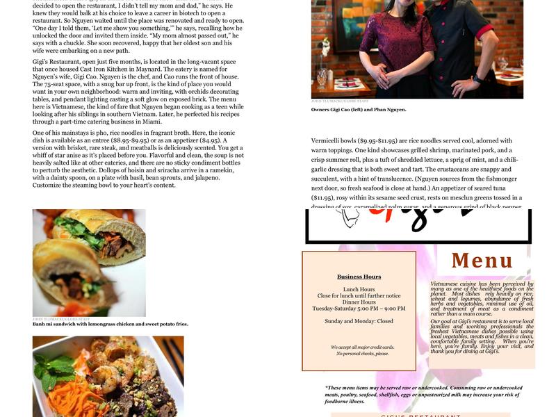 Gigi's Restaurant Menu