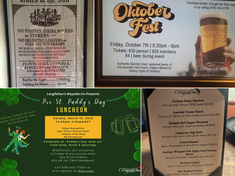 Longfellow's Wayside Inn Menu